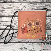 Sketchy School Owl with Glasses back to school machine embroidery design