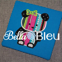 Panda Bear Girl with Bow Machine Applique Embroidery design