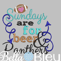 Sundays are for beer and Panthers football machine embroidery design