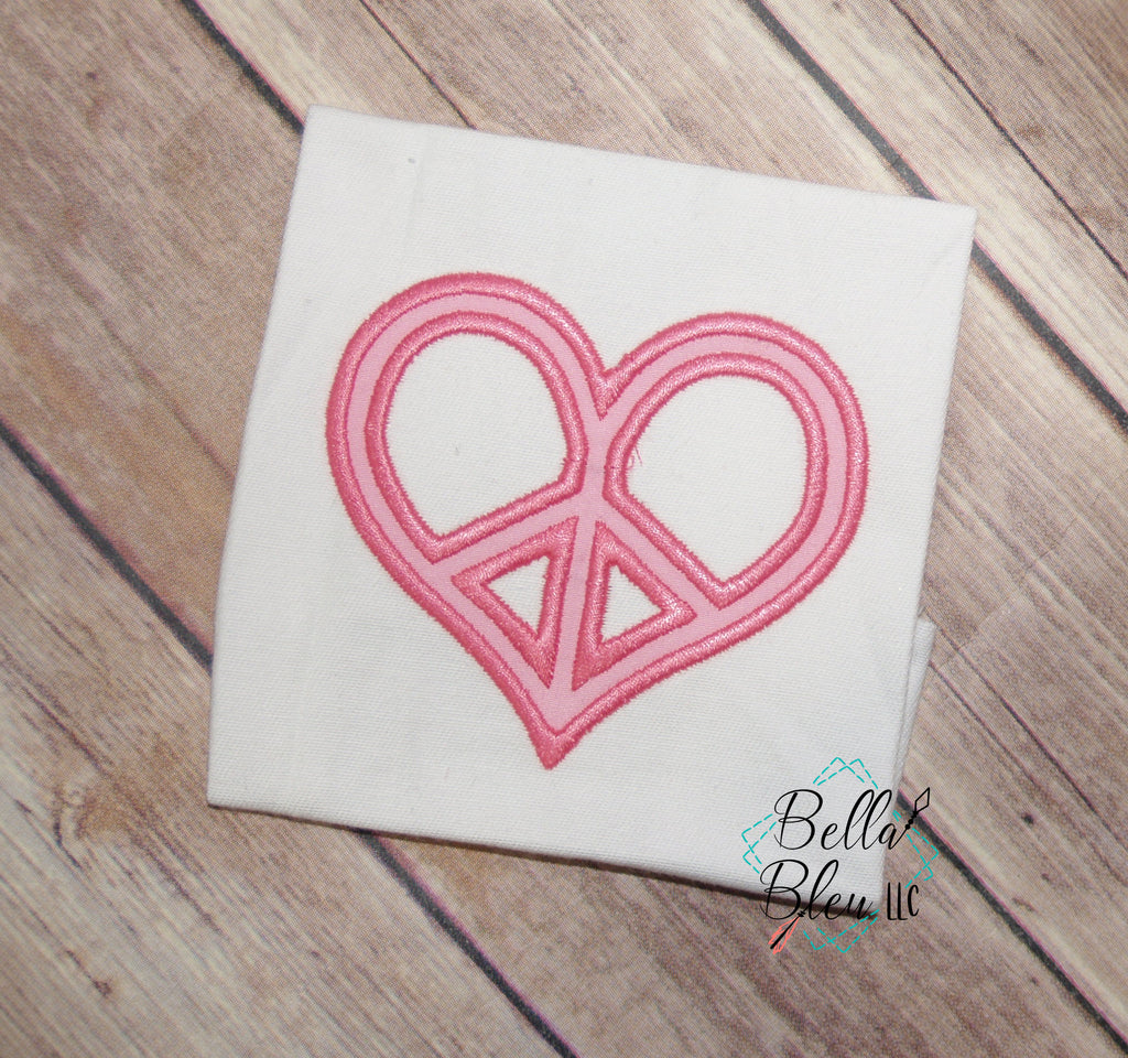 Peace Heart Sign Valentines Day stitch monogram frame 4x4