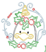 Christmas Penguin Bean Stitch Embroidery design