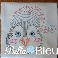 Beautiful Christmas Penguin #2 Colorwork Redwork Machine Embroidery Design