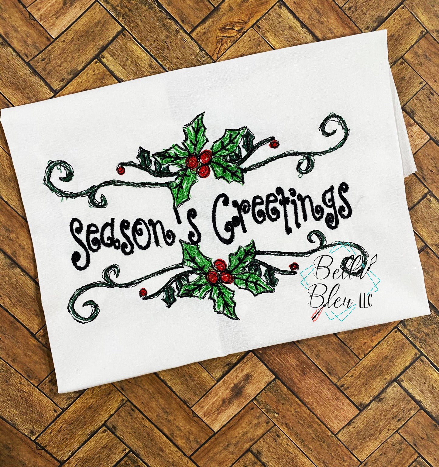 Holly Christmas Frame Scribble Sketchy