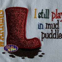 Summer time Rubber Rain Boots Wellies Puddle Jumper Mud Applique Embroidery Design