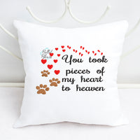 You took pieces of my heart to heaven paw print Dog Cat Memorial Machine Embroidery filled design