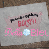 Saying "You are the eggs to my backon" Pig Kitchen Towel Machine Sketchy Embroidery Designs