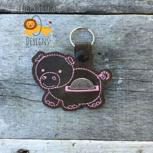 Piggy Bank Quarter Holder ITH Key fob