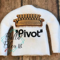 ITH Couch Pivot Elf Sweater Shirt machine embroidery design