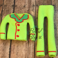 ITH Elf  "Pajamas PJ set" Costume Pants Sweater Shirt machine embroidery design