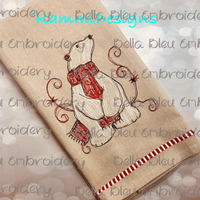 Christmas Polar Bear with Scarf Scribble