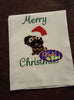 Christmas Santa Pug dog Machine Applique Embroidery Design