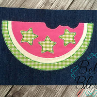 Raggy 4th of July Watermelon slice applique Machine Embroidery design
