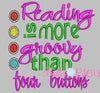 Reading is more Groovy than four buttons Saying Reading Pillow Quote words Saying for Reading pillows