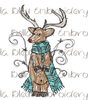 Christmas Reindeer with Scarf Scribble
