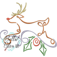 Christmas Reindeer Swirl 2 Satin Swirl Machine Embroidery Design