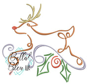 Christmas Reindeer Swirl 2 Satin Swirl Machine Embroidery Design