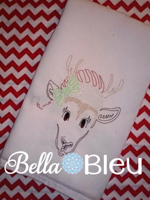 Beautiful Christmas Reindeer 2 embroidery Colorwork Redwork design