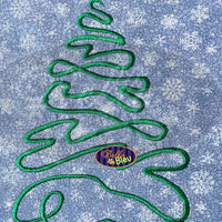 Christmas Ribbon Tree with Star Filled Machine Embroidery Design