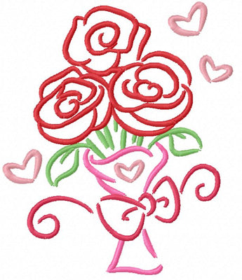 Rose Bouquet Satin Stitch Colorwork