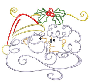Christmas Christmas Santa with Mrs Claus under Mistletoe Machine Embroidery Design