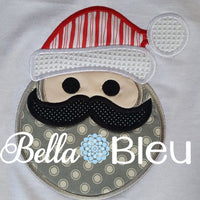 Santa with Mustache Machine embroidery designs, Embroidery Christmas, Applique Designs,