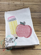 Back to School Pencil and Apple Sketchy machine embroidery design