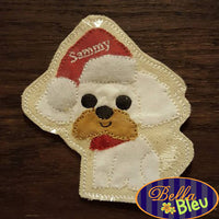 ITH Christmas Santa Shuh Tzu dog Ornament Machine Applique Embroidery Design