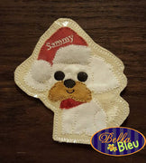 ITH Christmas Santa Shuh Tzu dog Ornament Machine Applique Embroidery Design