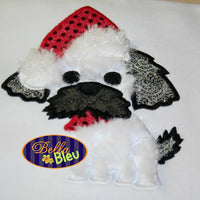 Christmas Santa Shuh Tzu dog Machine Applique Embroidery Design