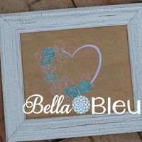 Floral Heart with Roses Sketchy Machine Embroidery Design weddings Valentines