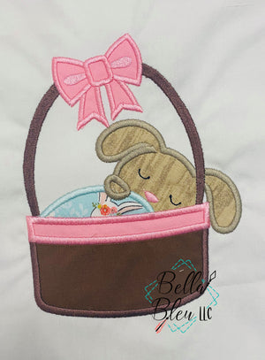 Sleeping Bunny in Easter Basket
