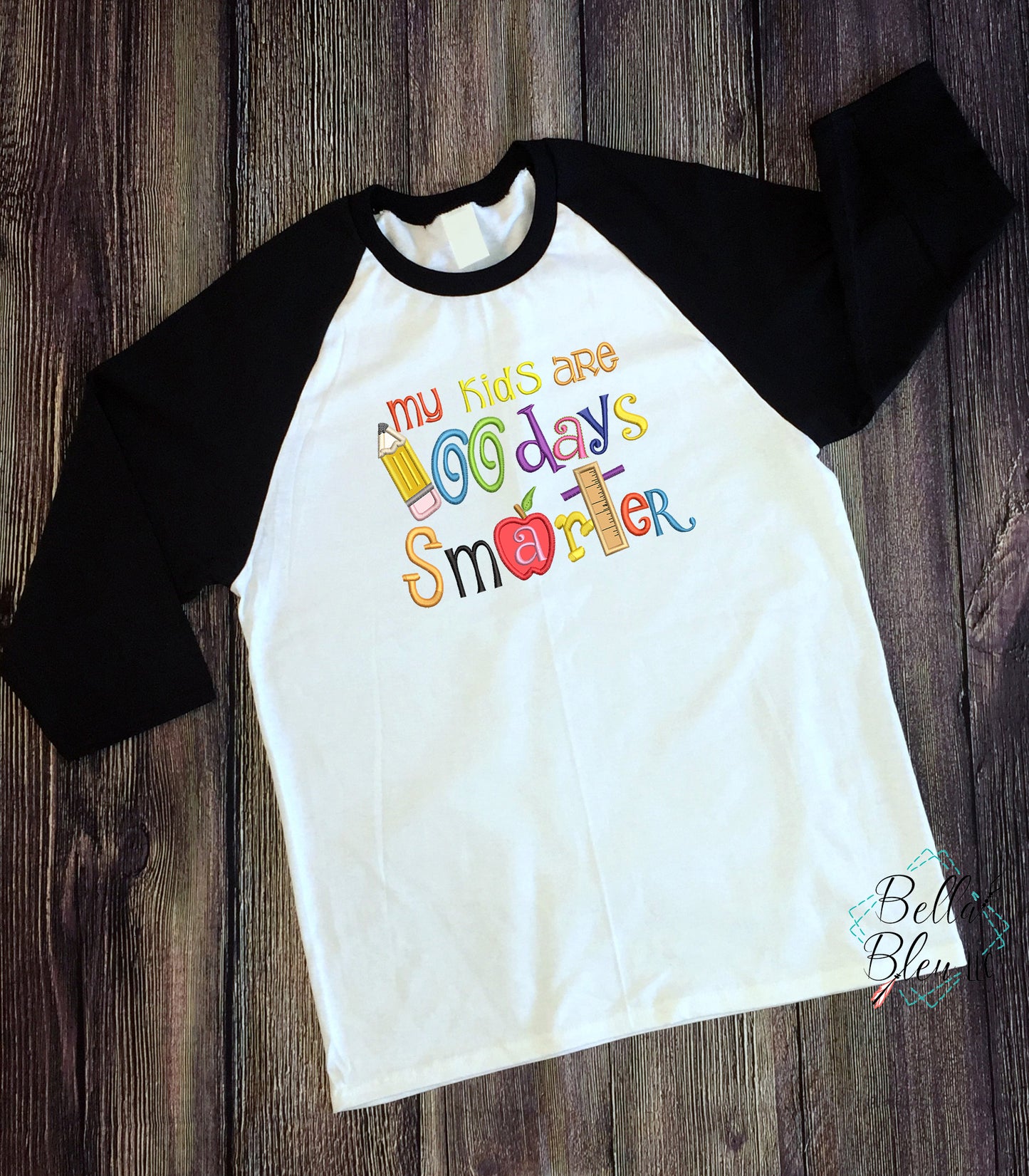 My kids are 100 days of school smarter applique embroidery design