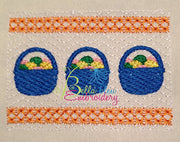Faux Smocking Easter Basket with Eggs Machine Embroidery Design