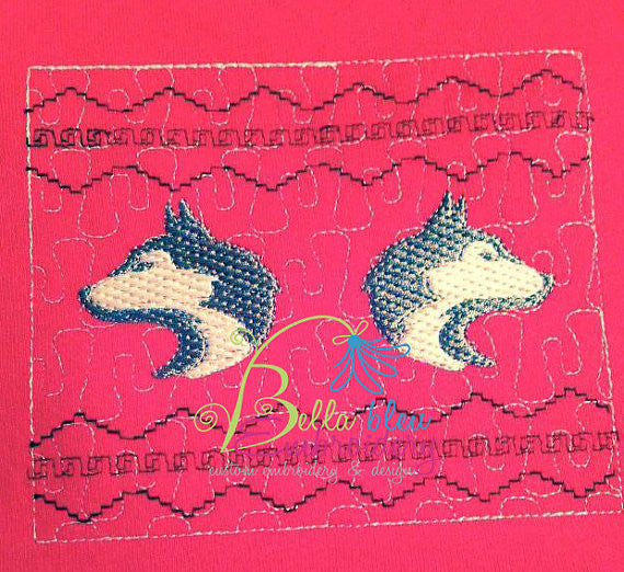 Faux Smocking Smock Smocked Husky Huskies Dog Machine Embroidery Design