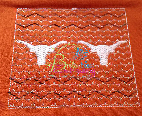 Faux Smocking Smock Smocked Longhorns Longhorn Steer Machine Embroidery Design