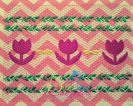 Faux Smocking Spring Tulips Easter Machine Embroidery Design