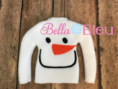 ith Elf Snowman face inspired Olaf sweater shirt machine embroidery design in the hoop