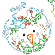 Christmas Snowman with Cardinal Bean Stitch Embroidery design