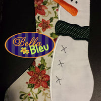 In the Hoop Christmas Snowman With Stars Stocking Embroidery Applique design machine