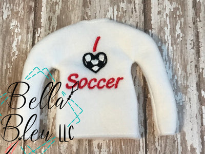 I Love Soccer Sweater - ITH Elf Shirt - In the hoop machine embroidery design
