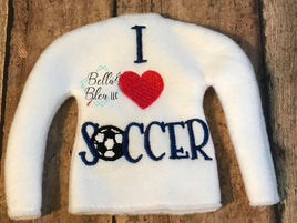 I love Soccer ITH Elf Sweater Shirt machine embroidery design