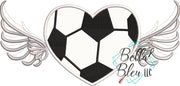 Soccer Heart with Wings Applique
