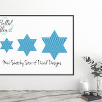 Mini Star of David Hanukkah Jewish Sketchy Machine Embroidery Design