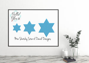 Mini Star of David Hanukkah Jewish Sketchy Machine Embroidery Design