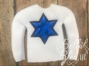 Applique Star of David Jewish Hanukkah ITH Elf Sweater Shirt
