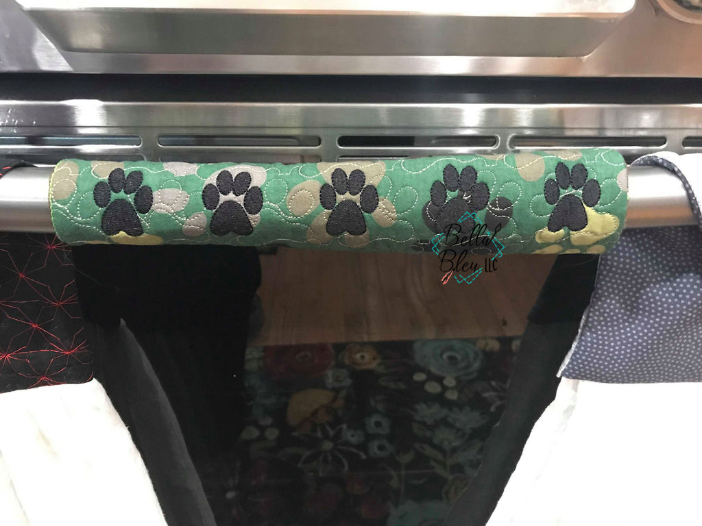 ITH In The Hoop Paw Print Motif Kitchen Stove Handle Cover Machine Embroidery Design 6x10