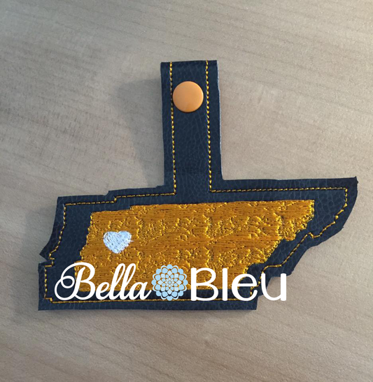 Tennessee State Music pattern filled key fob key chain machine embroidery in the hoop design