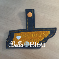 Tennessee State Music pattern filled key fob key chain machine embroidery in the hoop design
