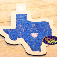 ITH in the hoop filled Texas Lone Star State Key Luggage Tag Fob Keychain machine embroidery