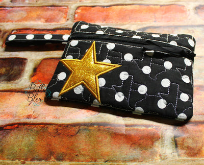 ITH Star Applique with Texas Stipple Wallet Zipper bag wallet